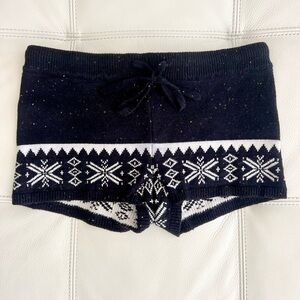 Black Knit Snowflake Shorts